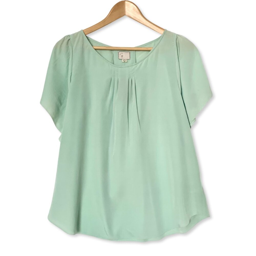 Anthropologie Dollette Bohemian Flutter Sleeve Hilma Blouse Top Mint Green Boho